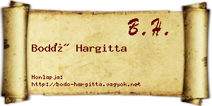 Bodó Hargitta névjegykártya